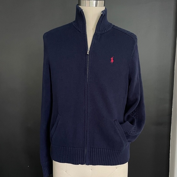 Ralph Lauren Sport Cotton Men's Pullover Full Zip Sweater Blue XL